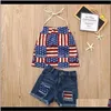 Sets bebê crianças maternidade entrega entrega 2021 Independence Day vestido shorts bandeira americana estrelas impressão twopiece roupas de bebê toddler gir