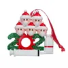 Decoração de brinquedo de natal ornamentos de quarentena família de 1-9 cabeças de pingente de árvore DIY com resina de corda