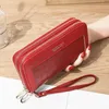 Double Zipper PU Leather Stone Pattern Purse Decoration Long Multi-card Wallet Buckle Clutch Mobile Phone Women's Wallets1