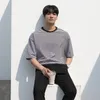 IEFB homens listrados manga curta t-shirt puro de algodão verão em torno do pescoço coreano moda solta preto branco vintage Causal top 9Y7182 210524