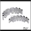 Grillz, tandkroppsfall leverans 2021 hiphop smycken mens bling diamant grillar lyxdesigner juvelery isade ut tänder grillz rappare hiphop