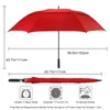 우산 골프 우산 긴 손잡이 UV 태양 보호 폭풍 바람에 저항 방지 방풍 빅 맨 레드 블랙 컬러 큰 2875