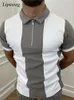 Polos hommes pour hommes Chemises à col montant 2022 Spring Summer Casual manches courtes Patchwork Tee shirt Vintage Streetwear Man T-shirts