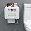 4 Farbe Doppelschichtspender Toilettenpapierhalter Wandmontierte wasserdichte Kunststoff-Tücherbox Badezimmerprodukt Badezimmerbedarf 210401