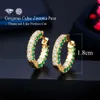 Groene kubieke zirkonia kristal geel goud ronde cirkel kleine hoepel oorbellen voor vrouwen mode-sieraden CZ897 210714