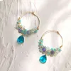 Lii Ji Tanzanite ite Aquamarine Apatite Austrian Crystal 14K Gold Filled Hoop Earrings Handmade Jewelry For Women Gift