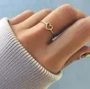 Simple Hollow Heart Band Rings For Women Couple Wedding Promise Infinity Eternity Love Jewelry