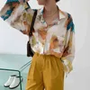 Herbst Übergroßes Hemd Langarm Bluse Frauen Button Up Ölgemälde Lose Top Koreanische Mode Kleidung 210427