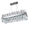 Modern Crystal Chandelier For Dining Room Rectangle Design Kitchen Island Lighting Fixtures Chrome LED Cristal Lustre