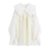 peter pan collar Women White dress Spring Autumn Sweet Literary Vintage Solid Loose Long Sleeve Korean Mori Girl Dress 210515