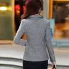 Офисная леди Элегантные короткие пиджаки Пальто новая осень моды корейский стиль маленький костюм тонкие куртки женщин Blazer Feminino P236 210412