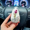 1 Pcs Flower Car Holder Storage Case Crystal Diamond Keychains Cover Remote Key Bag for BMW Lada Interior Accessories