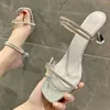 Rimocy Crystal Stiletto Strap Slippers Women Summer Square Toe Thin High Heel Sandals Woman Sexy Party Slides Ladies 210528 GAI