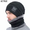 AETRUE Hiver Tricoté Chapeau Bonnets Hommes Femmes Écharpe Casquettes Masque Gorras Bonnet Chaud Baggy Chapeaux D'hiver Pour Hommes Skullies Bonnets Chapeaux Y21111