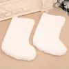 Natale bianco peluche calze ornamenti caramelle calze regalo sacchetti di Natale albero decorazione camino
