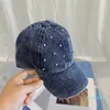 Designers Baseball Cap Luxurys Chapéus Mulheres Lazer Moda Vintage Denim Diamond Designer Chapéu Inverno Caps Quente preto e azul 2 cores