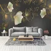 Personnel Photo Fond d'écran Murs 3D Golden Embossé Flower Feuille de luxe Salon TV Fond Mur Mural Moderne Moderne