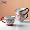 Mão pintada caneca cerâmica para xícaras de café com alça xícara de chá de leite copo de leite máquina de mesa de mesa de cozinha