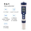 Meters Professional Digital Water Tester 5 In 1 PH/TDS/EC/Salthalt/Temperature Penna Vattentät multifunktionsmätare