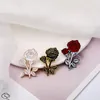 Fashion Flower Lapel Pin Women Badge Rose Flower Brooches Metal Pins Wedding Banquet Brooch Valentines Day Gifts