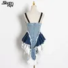 Kvinnors Jackor Sling Denim Jacka Skirt Kvinnor Korsett Patchwork V Nacke Ärmlös Backless Sexig Zipper Designer Oregular Hem Slim Mini