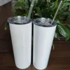 US Warehouse 20oz Sublimation Tumbler with Straws Stainless Steel Double Wall Vacuum Insulated Tumbler Mug Cups with Lid