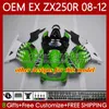 Corpo iniezione per KAWASAKI NINJA EX250 EX-250 ZX250 R EX ZX 250R 08 09 10 11 12 81No.20 EX250R ZX-250R 2008-2012 ZX250R 2008 2009 2010 2011 2012 OEM Carenatura nero fiamme nero