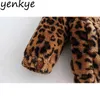 Herbst Frauen Vintage Leopard Jacke Langarm Revers Kragen Zipper Casual Winter Jacken Weibliche Plus Größe Oberbekleidung Chaqueta 210514