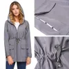 Women's Trench Coats Women Waterproof Windproof Rain Wear Double-layer Hooded Raincoat Outdoor Active Defined Waist Zipper Windbreaker