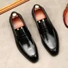 Noir marron en cuir véritable hommes chaussures habillées fête d'affaires costume de mariage marque Brogue bout pointu Oxford chaussures pour hommes
