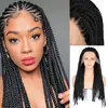 Perruques synthétiques partie tressée boîte tresses perruque cheveux longs noirs 134 dentelle avant pour les femmes Cosplay avec Baby5638993