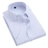 Brands Designer Short Sleeve Men Dress Shirts for Summer Solid Plain Plus Size 8xl Striped Shirt Twill Business Mens Male Regula
