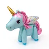 Ballon décoratif en forme de poney 3D pour fête d'anniversaire, fournitures de ballons de dessin animé arc-en-ciel pour mariage, réception-cadeau pour bébé