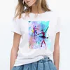 Lato 2021 akwarela balet nadrukowana dziewczyna czarny t shirt kawaii gimnastyka kochanek prezent koszulka femme koszulka na zamówienie X0527