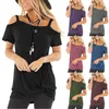 Lente t-shirt vrouwen korte mouw t-shirt tops koreaanse mode stijl feminina solide sexy stropdas een knoop t-shirt 210517