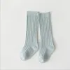 Baby Socks Girls Knee High Long Footsocks Soft Cotton Stripe Socks Newborn Boys Solid Casual Stockings 16 Colors BT6566