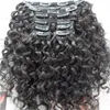 10-28 Zoll Brazilian Water Curly Jungfrau Menschliches Haar 120g Clip In Erweiterung Vollkopf Natürliche Farbe