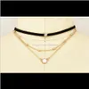 Chokers Necklaces & Pendants Jewelry Drop Delivery 2021 Fashion Three Layer Necklace Pu Belt With Star Aessory Bead Metal Chain Sun Pendant G