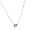 turkisk disco charm CZ Cross Dainty Chain Girl Women Evil Jewelry 925 Sterling Silver Lucky Eye Necklace325i