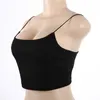 Été Femmes Sexy Crop Tops Coton Femmes Sans Manches Bretelles Réservoirs Nouvelle Arrivée Solide Fitness Lady Camis Casual Tops Noirs Y0622