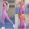 Nahtlose Yoga Set Sport Outfits Frauen Blau Zwei 2 Stück Langarm Crop Top Butt Leggings Workout Gym Anzug Fitness Sets 210802