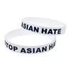 STOPP ASIAN HATE SILICONE BRACELETS Bossed Fylld i färgfest Favorit Slogan Armband Wristband Customization TR0004