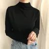 Automne hiver col roulé Chic femmes T-Shirts solide à manches longues Multi couleurs Sexy basique bas hauts femme 210428
