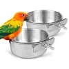 Other Bird Supplies Stainless Steel Feeder Bowl Set Parrot Food Feeding Coop Cups Clamp Water Cage Dish With Fruit Skewer Holder For F2TB