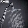 FOHEEL 6 and 8 inch shower head stainless steel shower head water saving bathroom rain spa square handheld shower head 210724