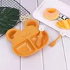 3Pcs/Set Baby Feeding Food Tableware Solid Toddle Cartoon Beer Dishes Kids Wheat Plates Dinner Bowl Children Training Dinnerware G1221