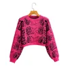 HSA peau de serpent côtes femmes tricot pull pull Style court à manches longues Chic rue pulls chandails hauts 210417