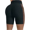 Kvinnors Sport Shorts Skrynklig Hög Midja Leggings Hip Stretch Solid Splicing För Fitness Sommar Andningsbar Yoga Outfit