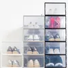 Vergrößerter transparenter Schuhkarton faltbarer Speicherplastik Clear Home Organizer Stapelbares Display überlagerte Kombinationschuhe Behälter Schrankkisten JY0531