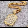 Hängsmycken Smycken Iced Out Fly Rhinestone Hänge Halsband Hip Hop Bling Fashion Smycken 18K Guldpläterad 75cm Långkedja Halsband Mens